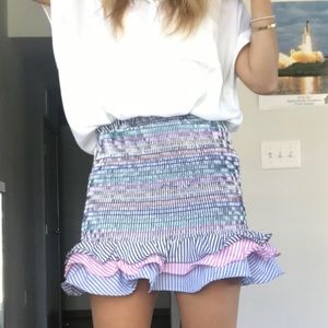 Multi colored rainbow stitch peplum skirt